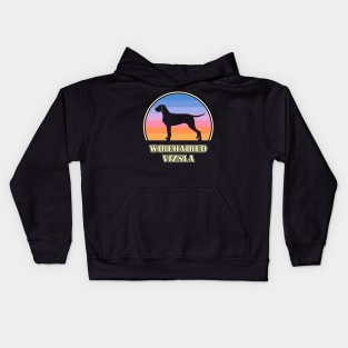 Wirehaired Vizsla Vintage Sunset Dog Kids Hoodie